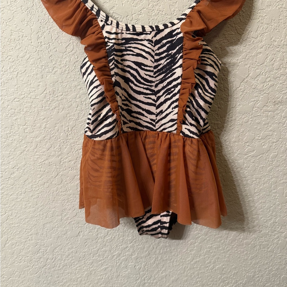 Zebra Print Kids Swim One Piece with Ruffle Detail
